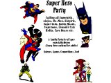 A poster for a `Super Hero party` (an alternative to Halloween`)